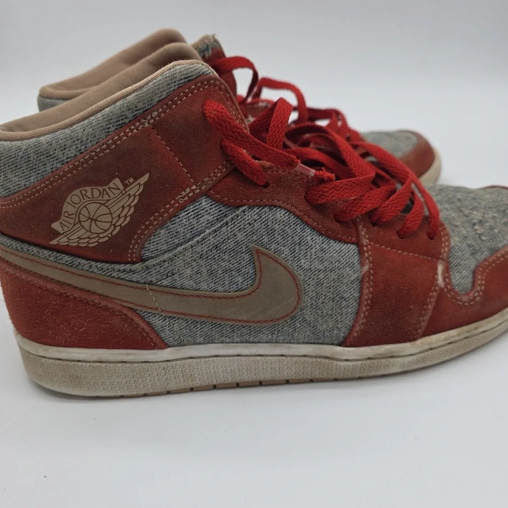 Nike Air Jordan 1 Mid SE Denim Red Cinnabar Hemp DM4352-600 Men Size 12